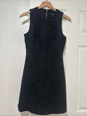 Madewell Black Textured Sleeveless Shift Dress